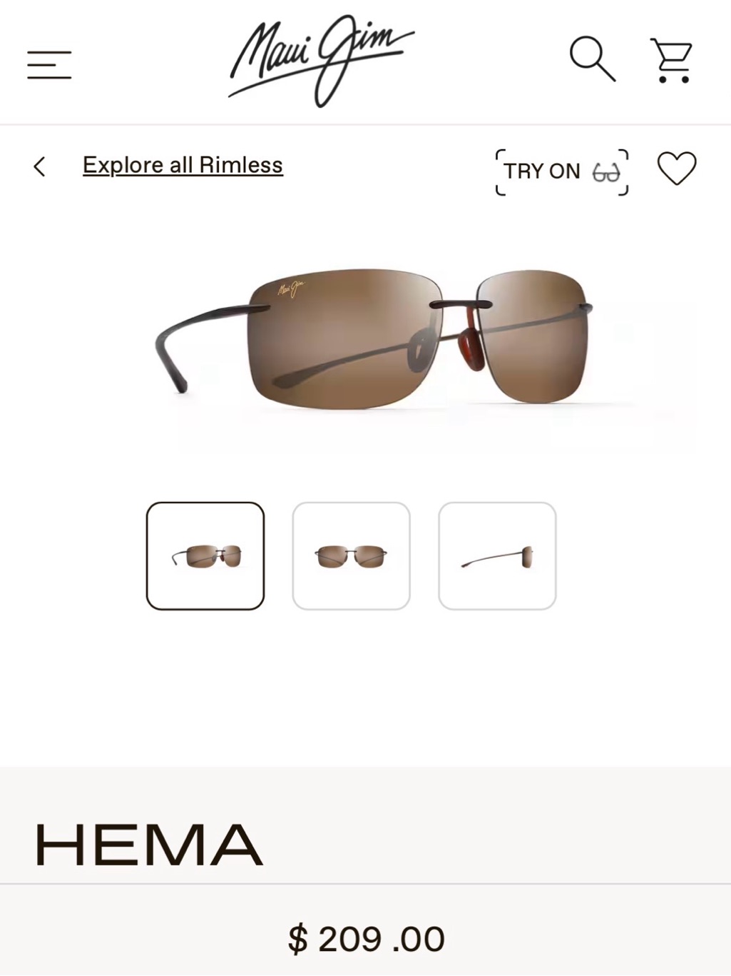 Maui Jim Hema Rimless Sunglasses In Brown Gradient